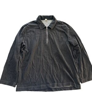 Arket Half-Zip Pullover Sweatshirt Selvedge Dye  Mens Size Large Black